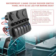 DC плоский Водонепроницаемый 6 банд тумблер кулисный переключатель панель автомобиля морской лодки цепи Светодиодный брейкер вольтметр алюминиевая панель