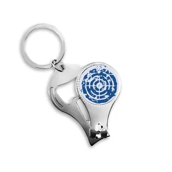 

Blue Peace Symbol Target Simple Design Round Illustration Pattern Nail Clipper Ring Key Chain