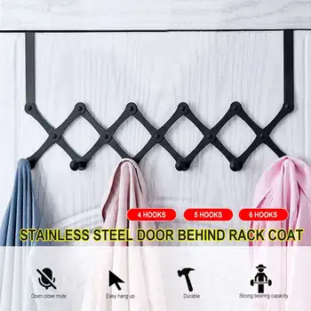 

6 Hooks Stainless Steel Door Behind The Hook Rack Coat Hat Storage Organize Key Holder Wall Door Hangers Hat Organizer