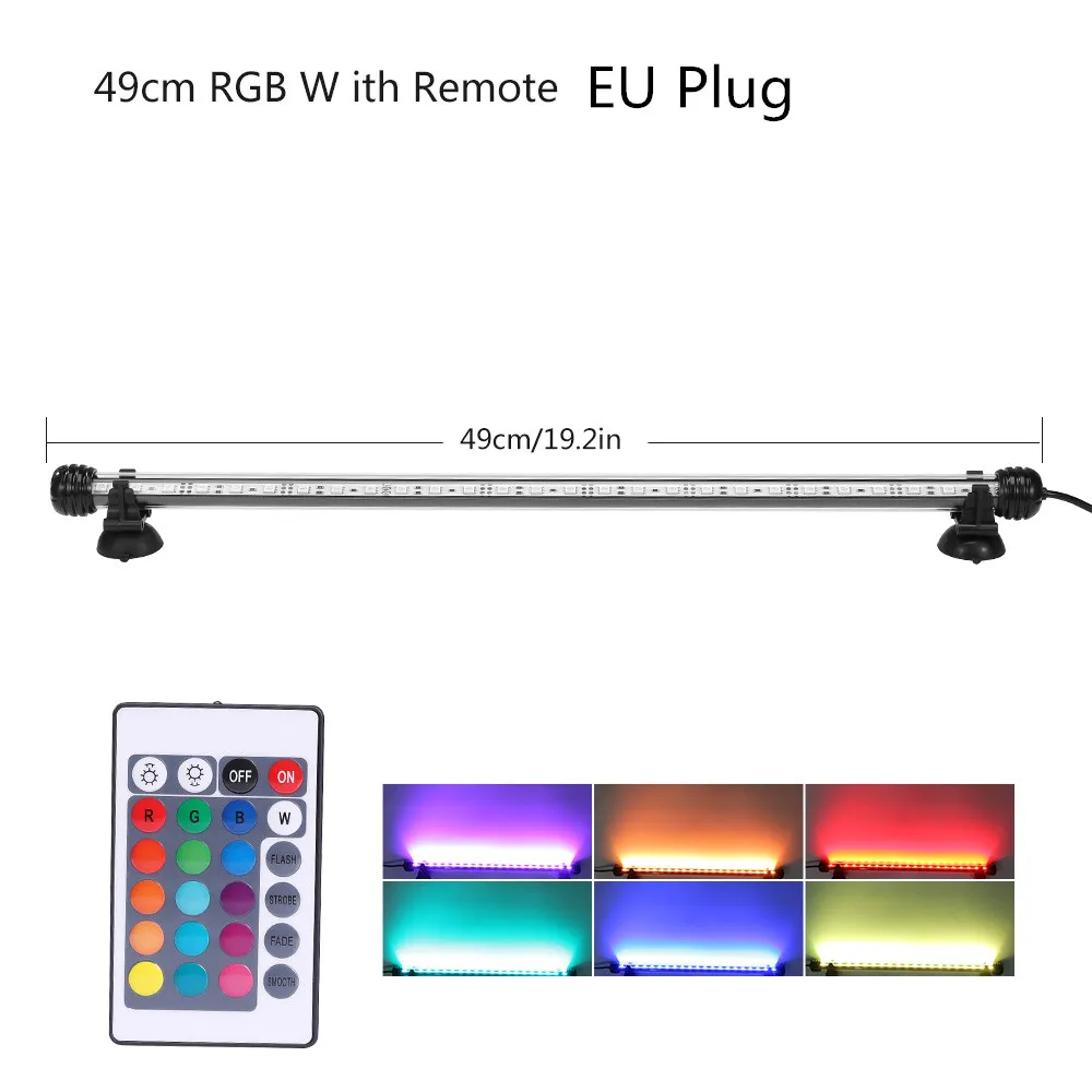 ЕС США штекер RGB дистанционный светильник для аквариума энергосберегающий водонепроницаемый светильник для аквариума светодиодный светильник ing 19-49 см - Цвет: EU Plug 49CM RGB