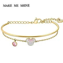 SWA милый браслет кристалл двойной браслет розовый мультфильм модный браслет Minnie рука запястье цепь девушка день рождения ювелирные изделия подарок