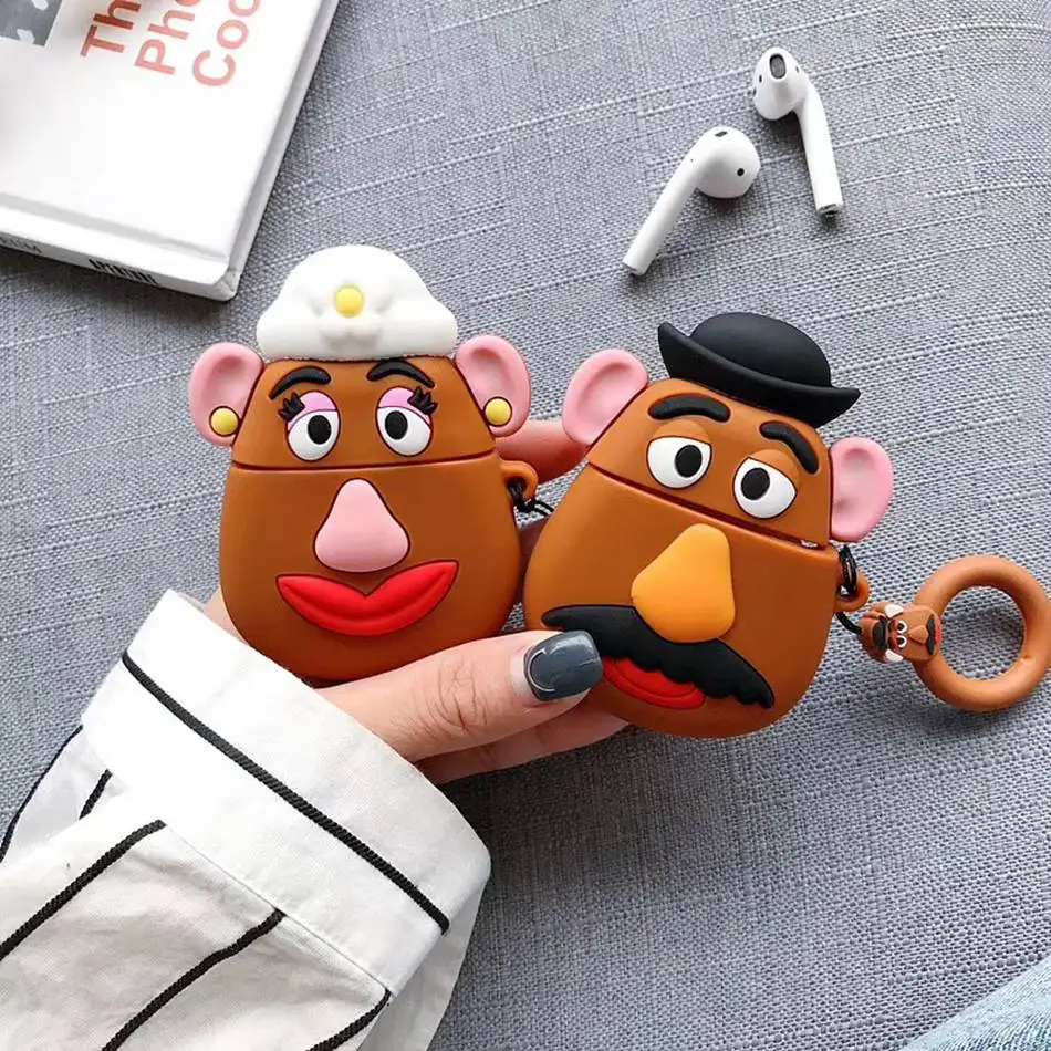 Милый чехол для наушников Airpods 2 Чехол мультяшный Кот помидор Apple Air pods силиконовый