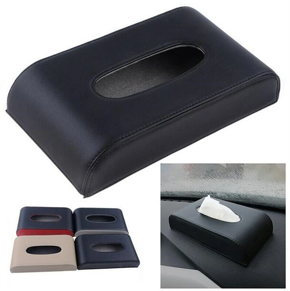 

Black PU Leather Auto Car Tissue Box Cover Napkin Paper Holder Towel