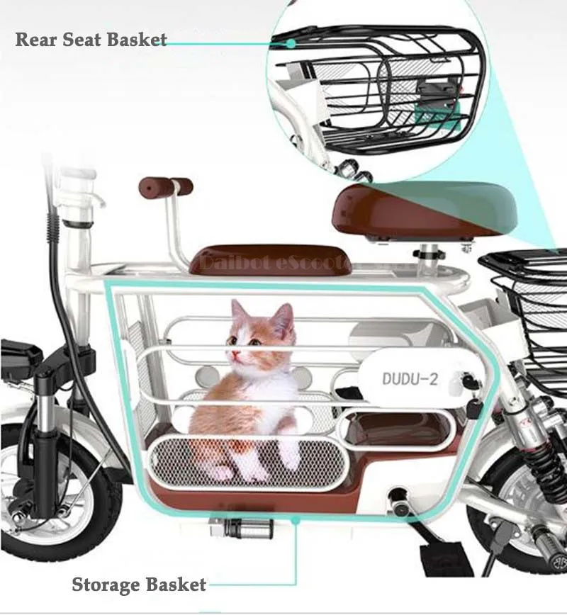 Daibot Folding Electric Bike 400W 48V Electric Bicycle Max Range 85KM Seat WhiteBlue 2wheeled Electric Scooter For Adults Kids  (7)