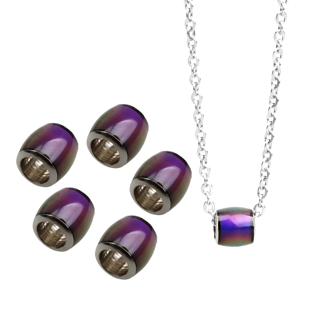 6 Pieces Fancy Color Change Mood Thermo Sensitive Barrel Beads with 50cm Long Chain Necklace 6 Pieces Fancy Color Change Mood Thermo Sensitive Barrel Beads with 50cm Long Chain Necklace