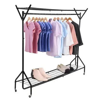 

Multifunctional Hanging Clothes Storage Hangers Garment Rail With Shoe Rack Shelf And Hat Display Stand Clothes Hanger Coat Rack
