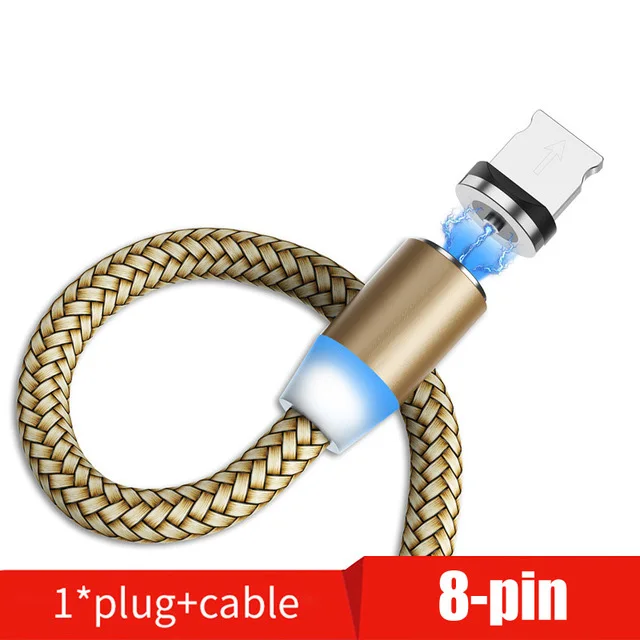 2 м Магнитный Micro USB кабель для iPhone samsung Xiaomi Android мобильный телефон 3A Быстрая зарядка usb type C кабель магнит зарядное устройство провод - Цвет: For iPhone Gold