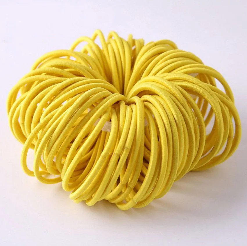 yellow 50pcs 50/100 шт. цветной зарядный кабель в нейлоновый оплетке с резиновые ленты эластичные повязки на голову для девушек Детская Scrunchie держатель резинки для волос аксессуары - Окраска металла: yellow 50pcs