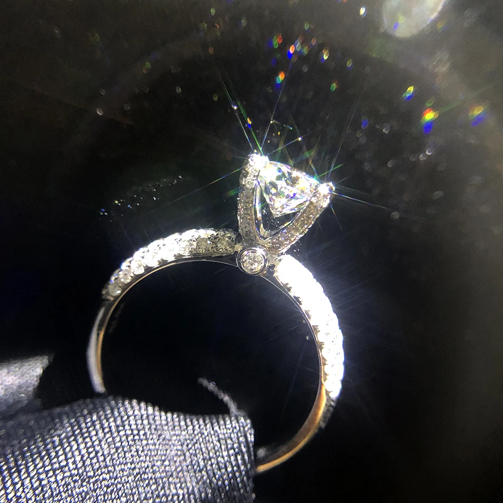 Solid 18K White Gold AU750 3ct Round Cut DF Moissanite Engagement Rings Anniversary Ring Moissanite Ring For Women