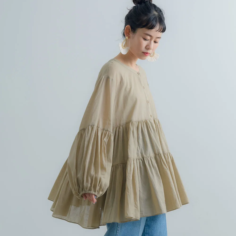 satin blouse Japan Chiffion Women Blouse Boho Lantern Sleeve 2020 Autumn Spring Casual Ruffles Shirts Loose Fashion Korea Tops Lady Travel long sleeve tops Blouses & Shirts