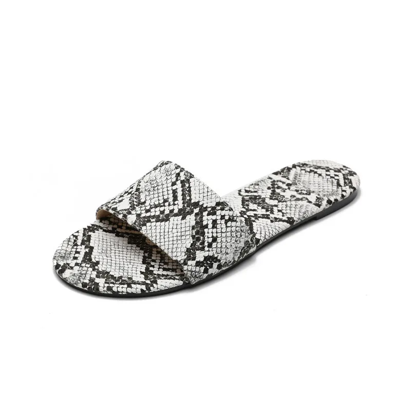 Summer New Style Casual Flat Slippers Lady Snakeskin Slipper Fashion Shoe for Woman Casual