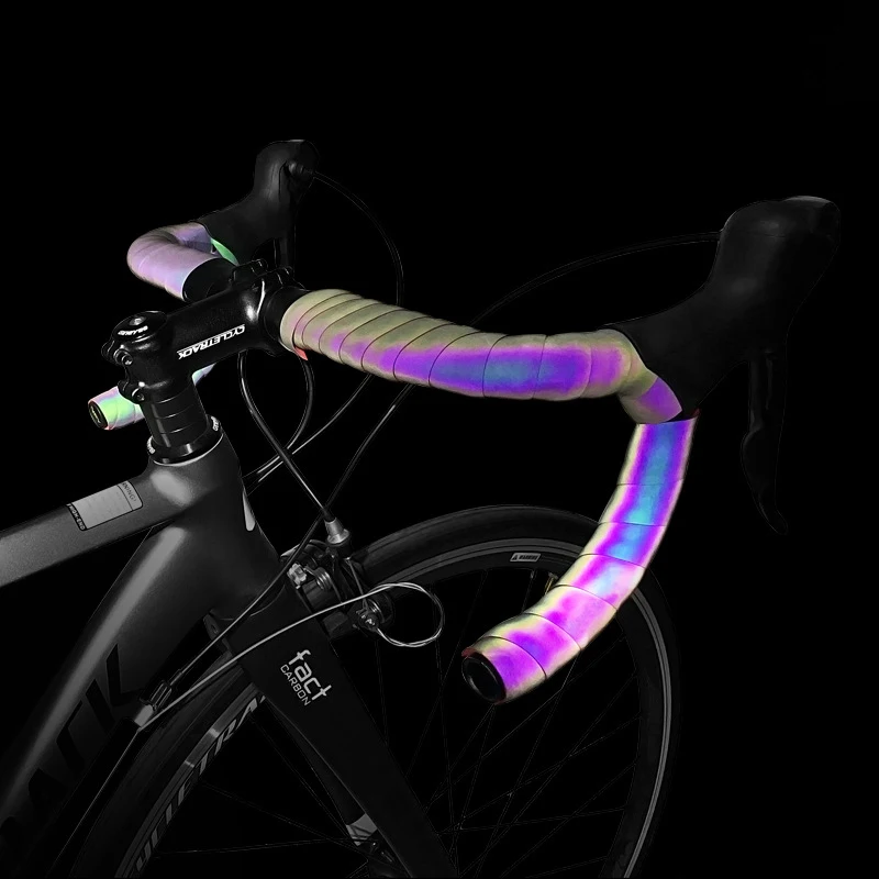 

2 Rolls CXWXC Non-Slip Reflective Bike Bicycle Handlebar Tape Photochromic Bar EVA Ribbon Grip Wrap PU Leather with Bar End Plug