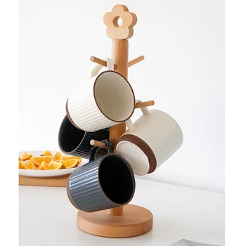 

Cup Rack Wood Brackets Hanger Stand Mug Coffee Cup Storage Stand Paper Roll Towel Holder Kitchen Organization Drinkware Tools