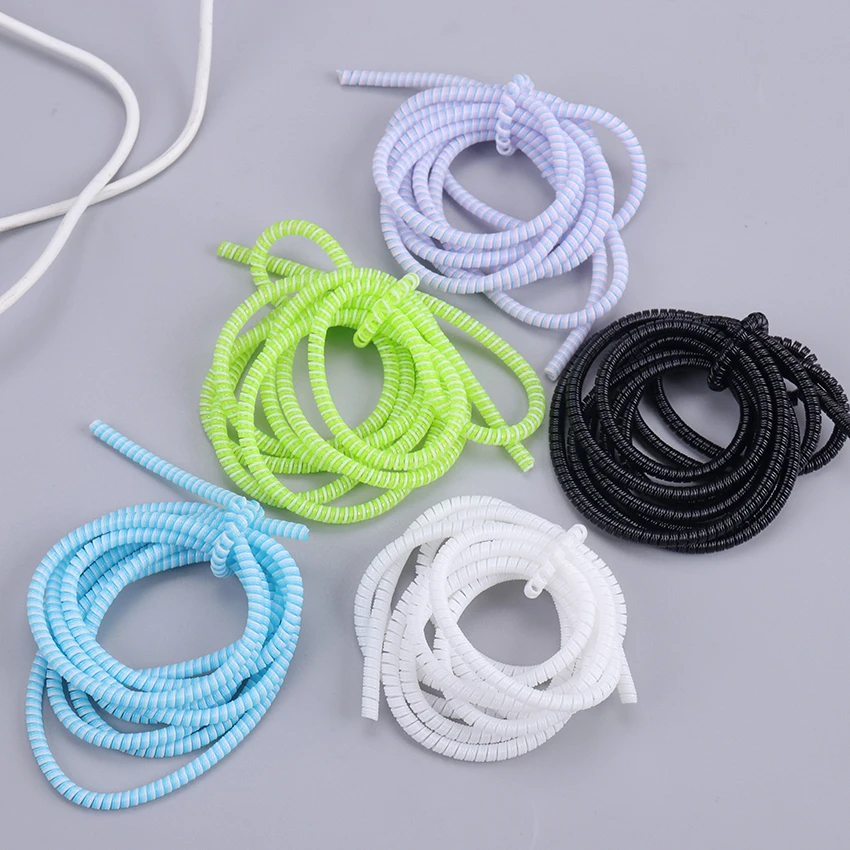 1.4m Color Phone Wire Cord Rope Protector Spring Protection Rope For USB Charging Cable Earphone Data Bobbin Winder