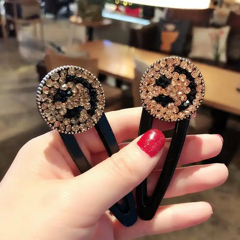 m mism 1pc shining smile hair clips for women/girls rhinestone