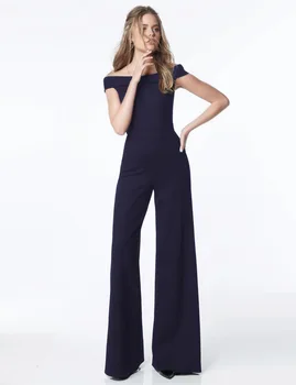 

Woman Jumpsuit Sexy Off Shoulder Thin High Waist Casual Solid Color Rompers