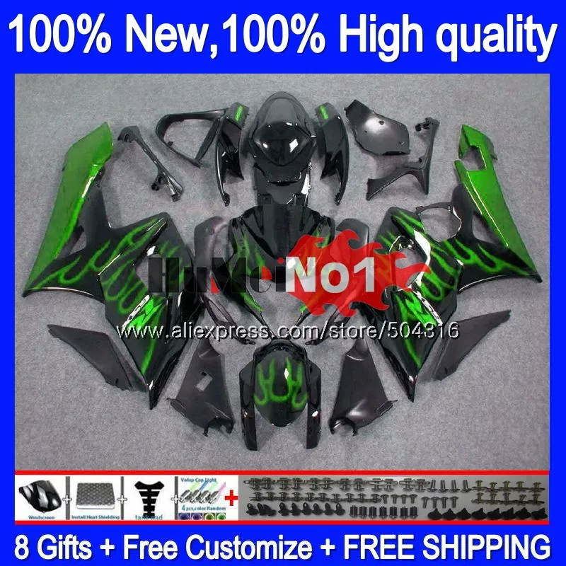 Тюнинг-пакет для SUZUKI 1000CC GSXR-1000 GSXR 1000 21MC. 50 зеленый пламя GSX-R1000 GSX R1000 05 K5 GSXR1000 2005 2006 05 06 обтекатели