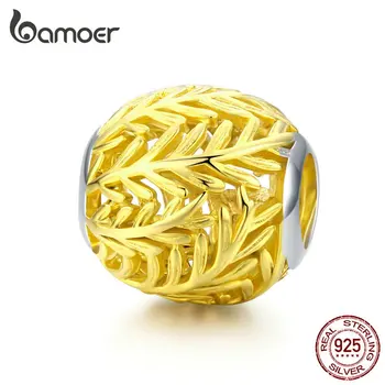 

bamoer Fresh Branch Openwork Round Beads Charm Silver 925 Original Fit Bracelet Original Design Fine Jewelry Bijoux SCC1332