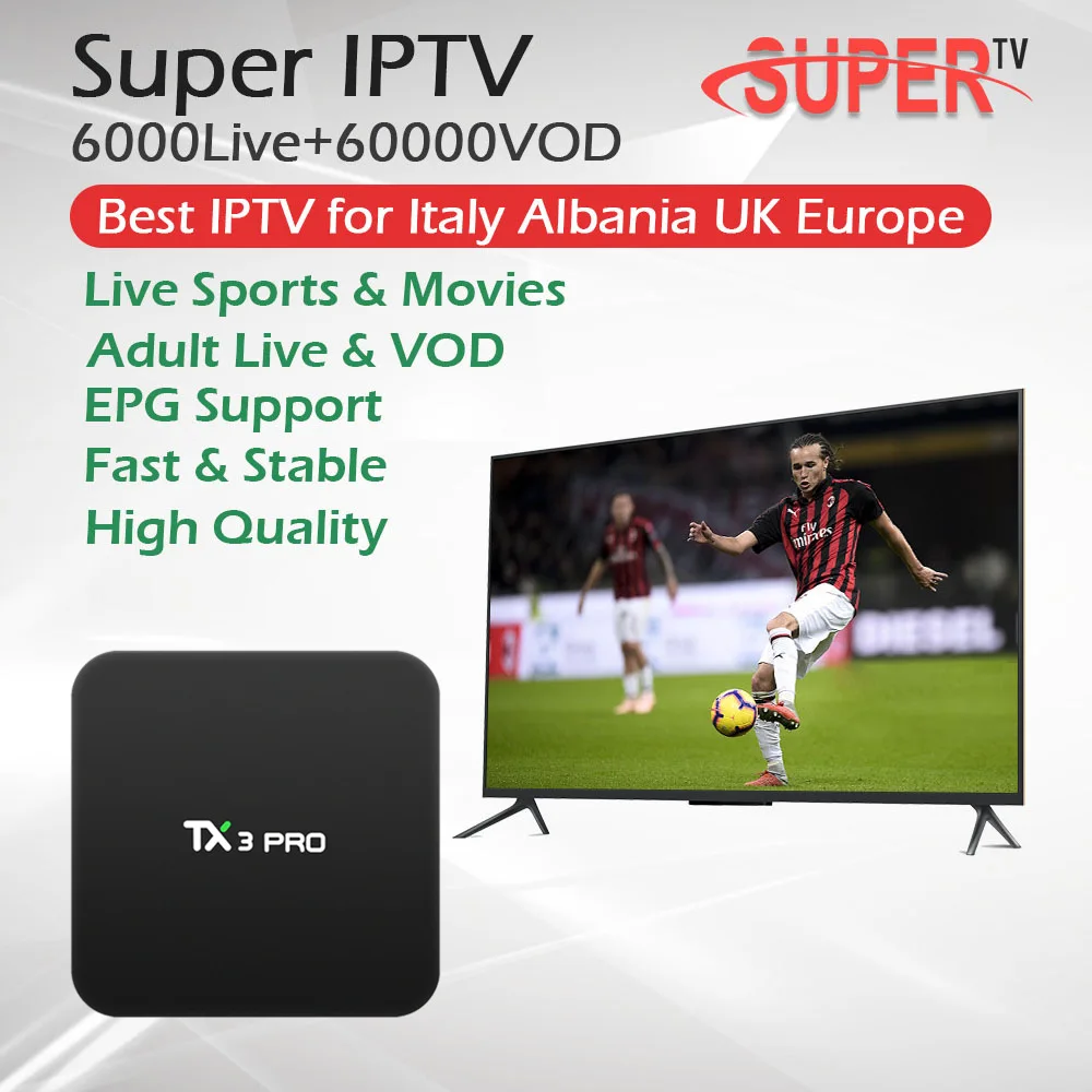 1 год супер Италия взрослый Европа IP tv+ TX3Pro Android 7,1 tv Box 1G/8G Amlogic S905W Четырехъядерный 4K HDMI H.265 WiFi приставка