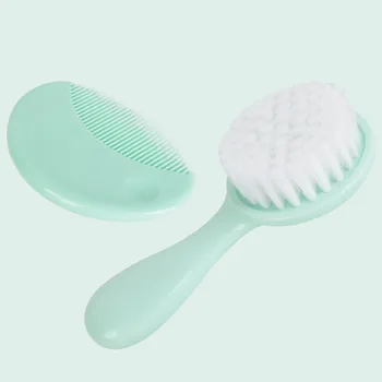 

2Pcs Safety Soft Baby Hair Brush Infant Massage Scalp Comb Grooming Shower Kit New