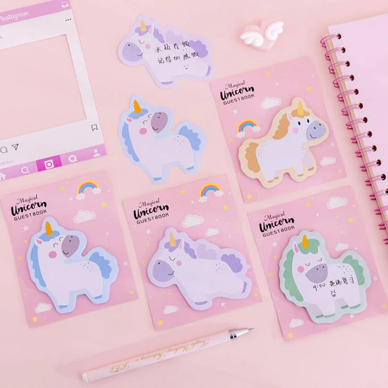 

1 Pcs Kawaii Korean Stationery Rainbow Dream Unicorn Sticky Notes Paper Memo Pads Notepad Scrapbooking Office School Gifts