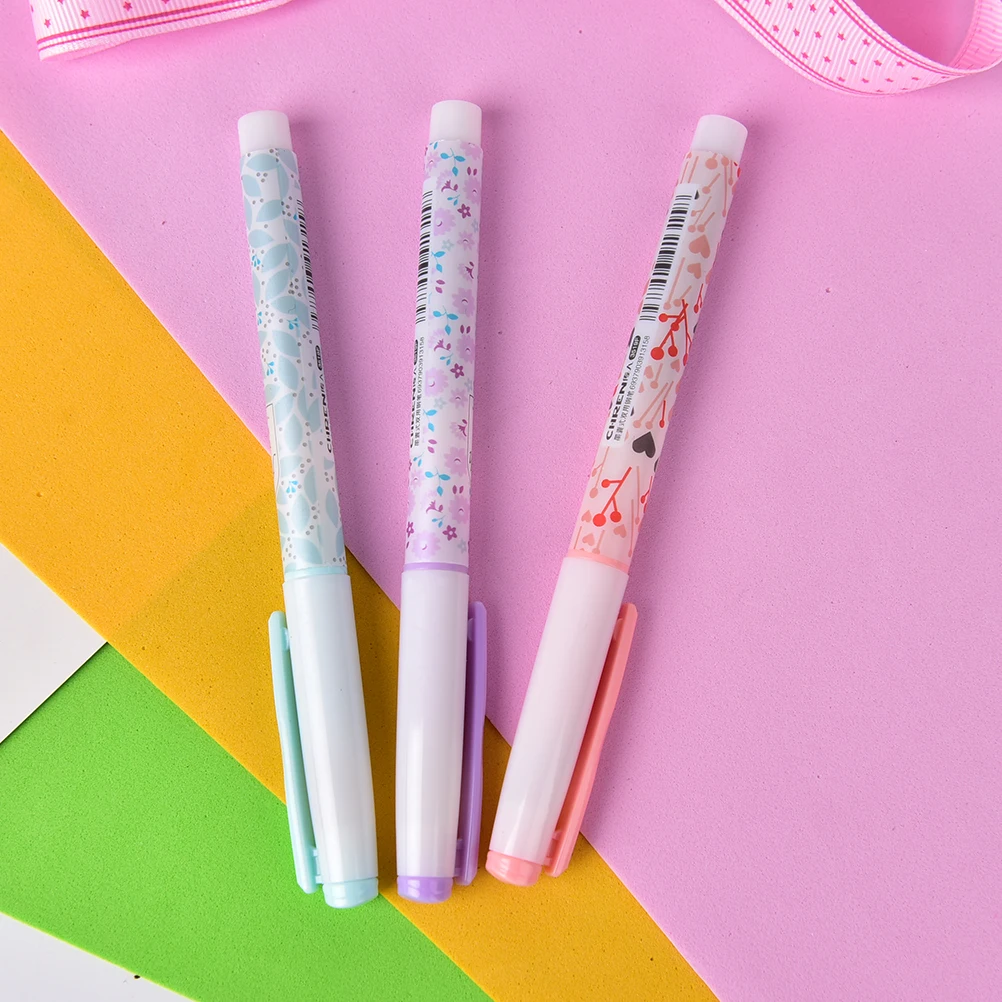 1Pc Pen 0.38mm Cute Kawaii Candy Color Flower Plastic Fountain Pen With Ink Sac For Kids Gift Korean Stationery