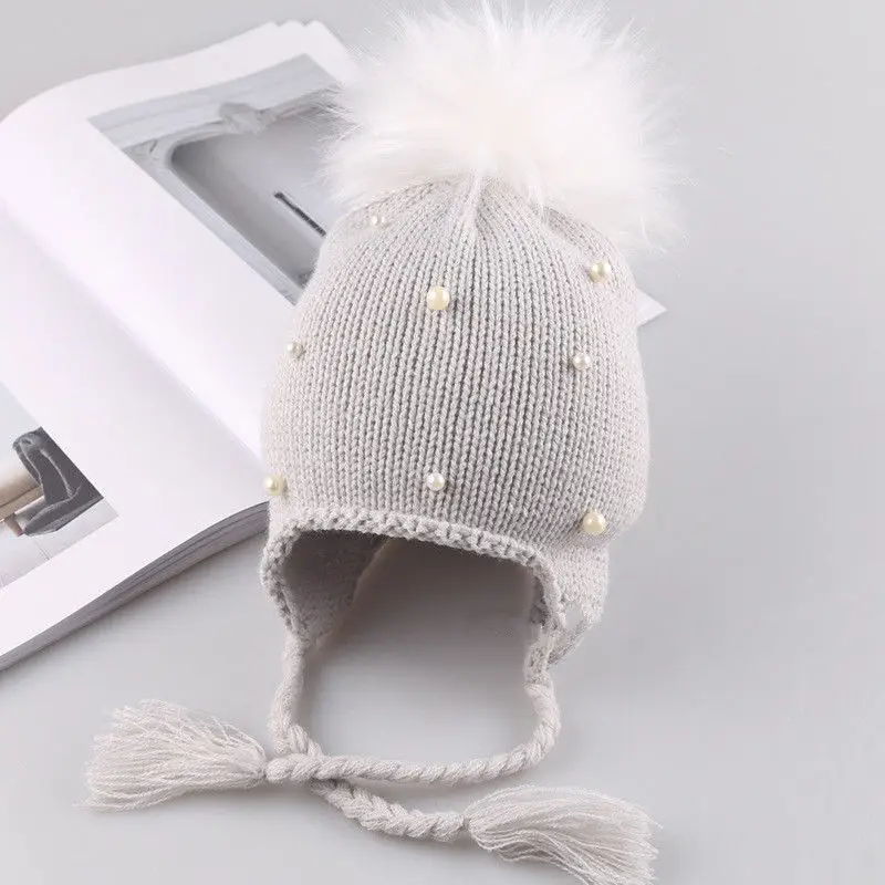 Gray baby hat Милые шапки для новорожденных, детские вязаные шапки ручной работы, зимний теплый вязаный головной убор, кепки для девочек и мальчиков, реквизит для фотосъемки новорожденных - Цвет: Gray baby hat