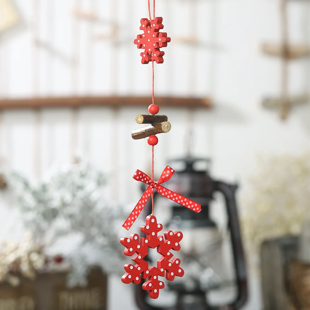 DIY красные рождественские снежинки и звезда и Дерево Деревянные Подвески украшения Искусственный цветы Рождественская елка детские подарки - Цвет: 5