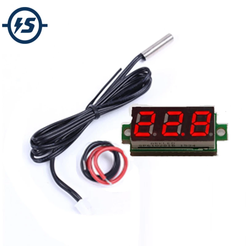 

Temperature Sensor 0.28 Inch Red Digital Display Thermometer Meter Detector Module With NTC Metal Waterproof Probe
