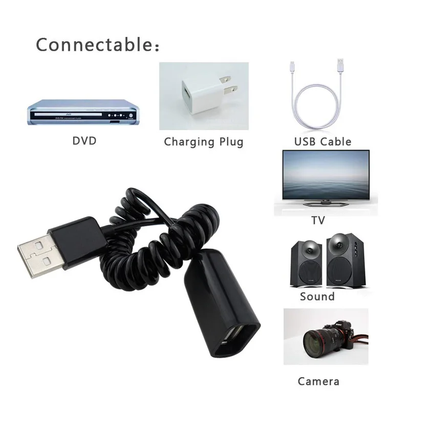 1 метр (4 дюйма) USB 2 0 расширительный пружинный спиральный кабель мужчина к