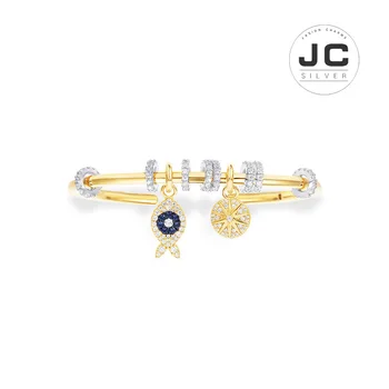 

New Fashion Charms Sterling silver Original Copy Jewelry,Fish And Sliding Rings Open Cuff For Women With Mono Logo New Year Gift