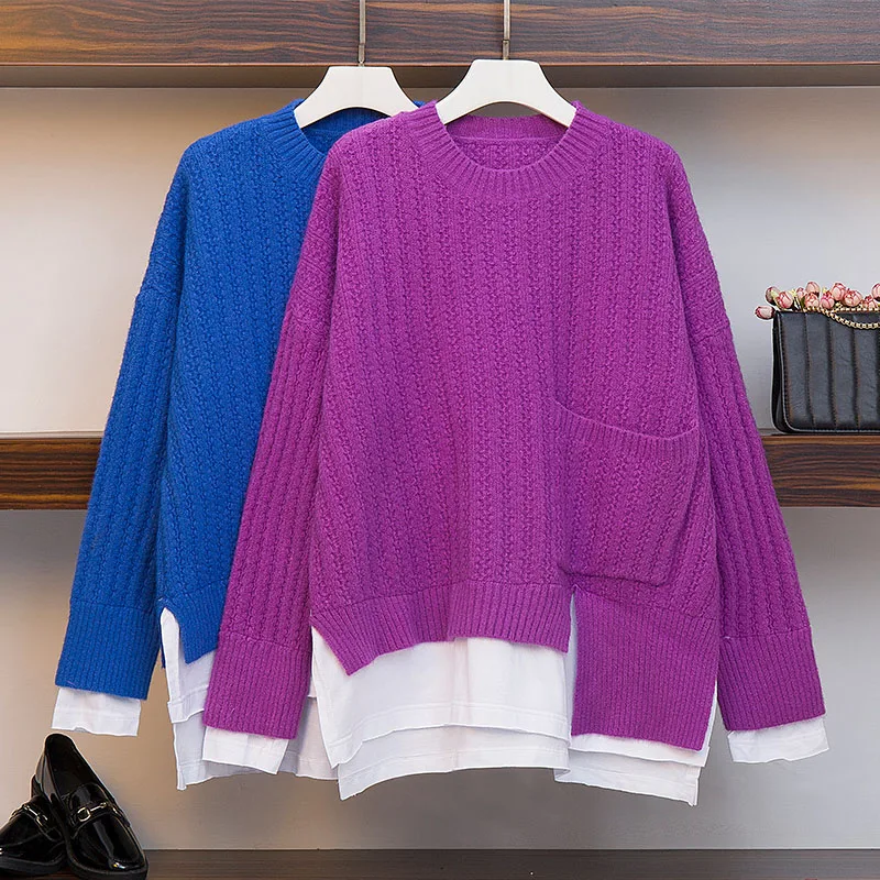 ARCSINX, женский свитер размера плюс, 3XL, 4XL, XXL, модный, корейский стиль, Pull Femme, Повседневный, осень, зима, длинный рукав, пуловер для женщин