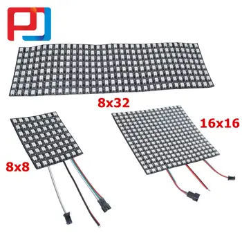 

DC5V 8*8,16*16,8*32 Pixels WS2812 Digital Flexible LED Programmed Panel Screen Individually Addressable Full Color Display Board