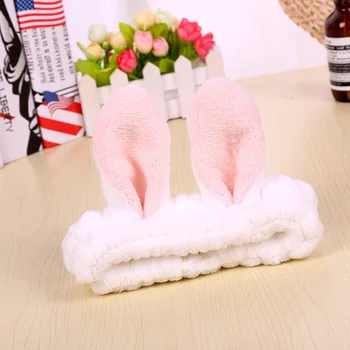 

Soft Elastic Rabbit Ears Headbands For Eyelash Extension Women Girls Flannel Soft Bow Rabbit Ears Headband Face Washing Tool