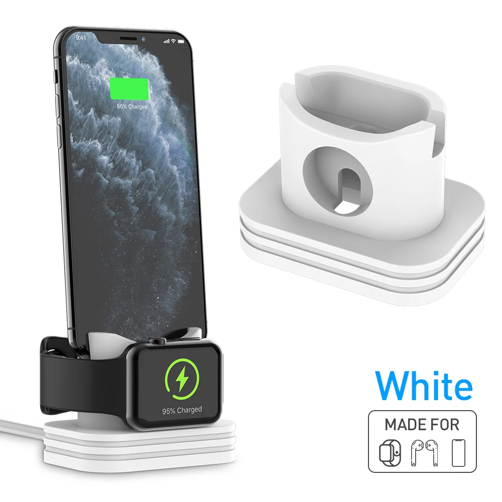 Fivetech 3 in1 силиконовый изменение подставка для Airpods/Apple Watch/iPhone Зарядное устройство База для наручных часов Apple Watch 4/3/2/1 держатель для мобильного телефона