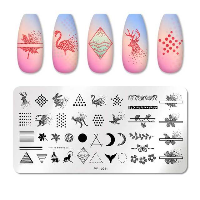 PICT YOU 6cm * 6cm Square Leopard Nail Stamping Plates Animal Patterns Stencil Tools Stainless Steel Nail Art Stamp Design