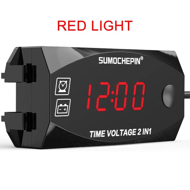 6V-30V 3-in-1 Voltmeter For Motorcycle Electric Vehicle Time Clock