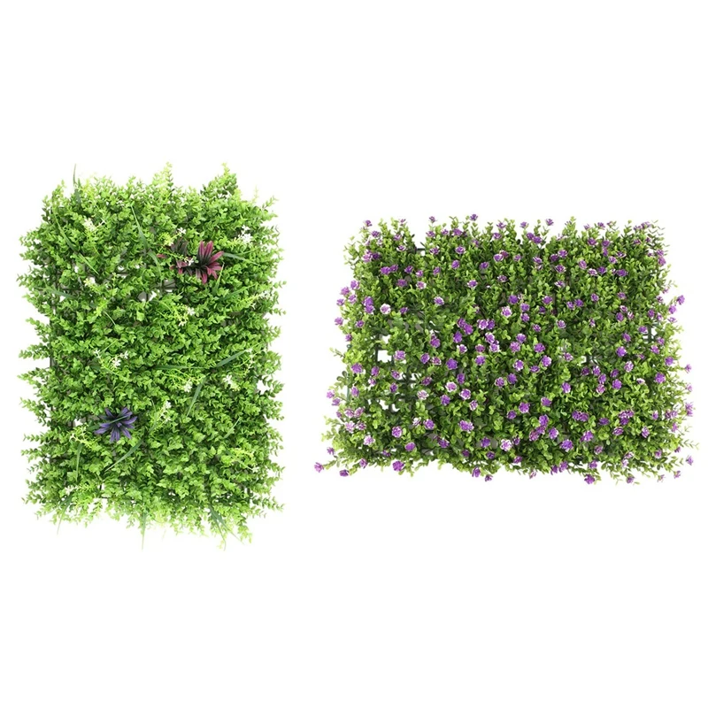 

2Pcs 60X40Cm Artificial Meadow Artificial Grass Wall Panel for Wedding or Home Decorations - 2 & 4