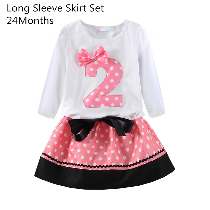 Mudkingdom/Одежда для маленьких девочек на день рождения; хлопковая одежда в горошек с лентой - Цвет: f2(24Months)