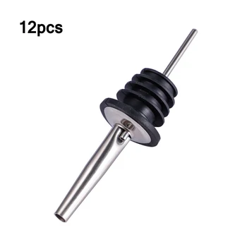 

12pcs Durable Olive Oil Wine Bottle Stopper Bar Supplies Stainless Steel Spout Pourer Cork Wine Pour Spout Dispenser