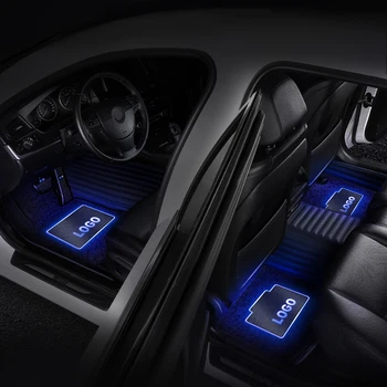 

AOONUAUTO Stainless Steel LED Car Floor Mat Size 38*26cm For LAND ROVER With RF Remote Control Car Interior Light Decoration