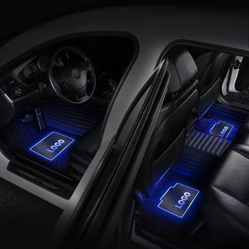 

AOONUAUTO Stainless Steel LED Car Floor Mat Size 38*26cm For MITSUBISHI With RF Remote Control Car Interior Light Decoration
