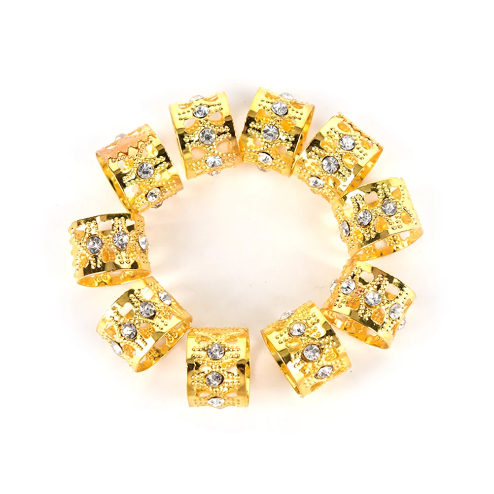10pcs Dreadlocks Adjustable Hair Braid Cuff Clips Metal Tube Ring Dreadlock Beads For Braids Hair Beads 3