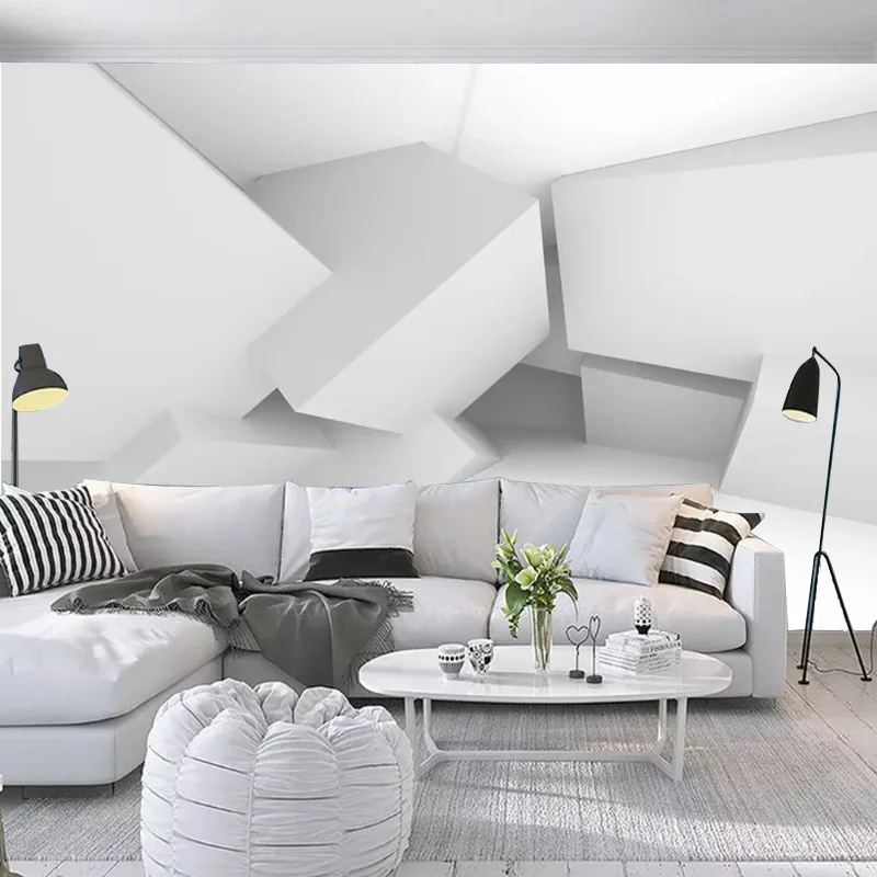 

Northern European-Style Retro Fashion Blue Abstract Lines Pattern 3D American-Style Background of Television in the Drawing Room