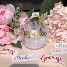 Персонализированное имя слова Виниловая Наклейка для рождества безделушка Рождественский шар(шары не включают