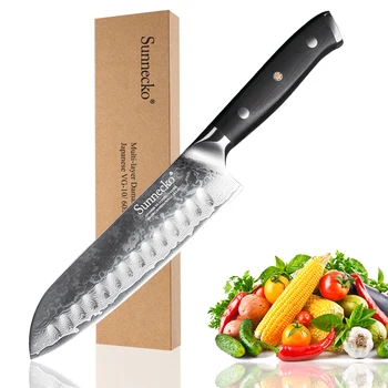 

SUNNECKO Premium 7''/5'' Santoku Knife Damascus Japanese VG10 Steel Blade Kitchen Chef Knives G10 Handle Sharp Meat Fruit Cutter