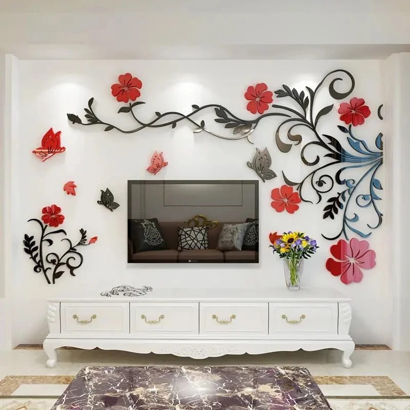 

Flower Rattan Decorative Wall Stickers Home Sofa TV Background Wall Art Paintings Modern Style 3d Stereo Acrylic Wall Stickers