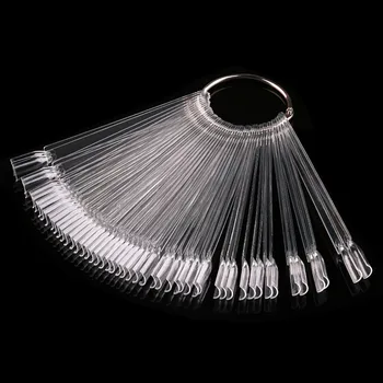 

1 Set=50pcs False Nail Tips Fan Nature Art Round Full Cover Display Practice Tools Fake Nails Manicure Acrylic UV Gel Polish