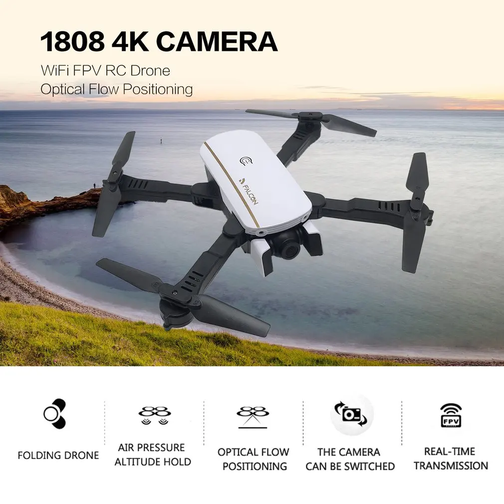 M1808 WiFi FPV RC Drone 4K Camera Optical Flow Positioning HD Dual Camera Aerial Video RC Aircraft Airplane Kids Toys