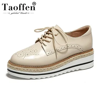 

Taoffen Women Real Leather Pumps Classics Wedges Fashion Spring Shoes Woman Office Ladies Pumps Footwear Size 34-39